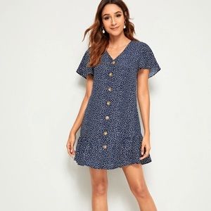 Navy and white dress